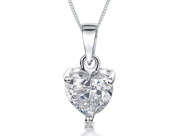 Sterling Silver Solitaire Heart Pendant - JOOLS By Jenny Brown