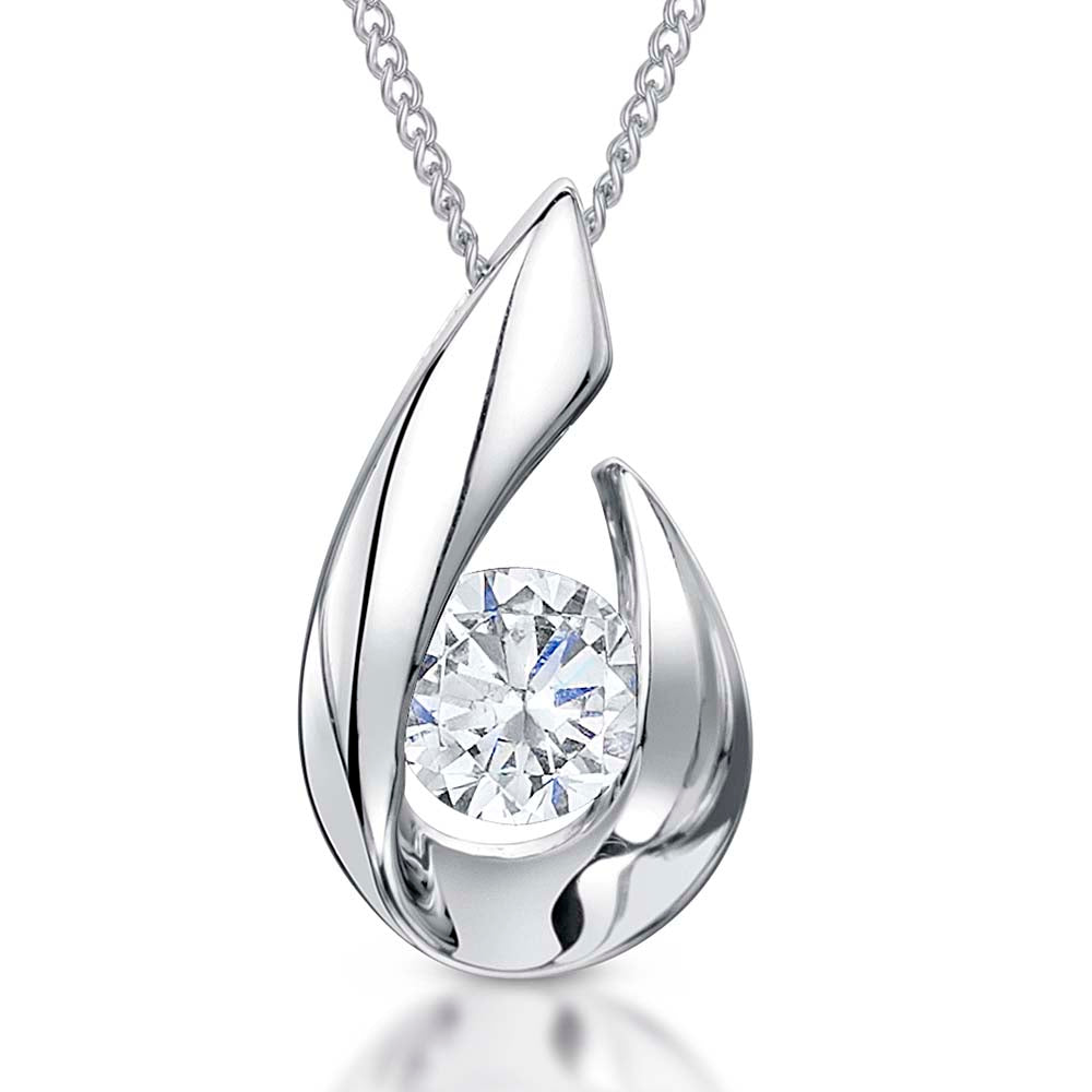 Sterling Silver Open Pear Drop Shape Pendant