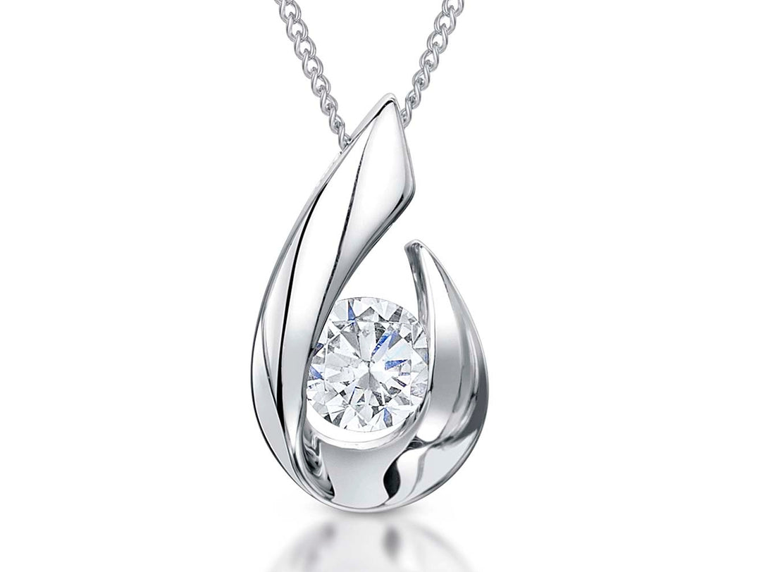Sterling Silver Open Pear Drop Shape Pendant