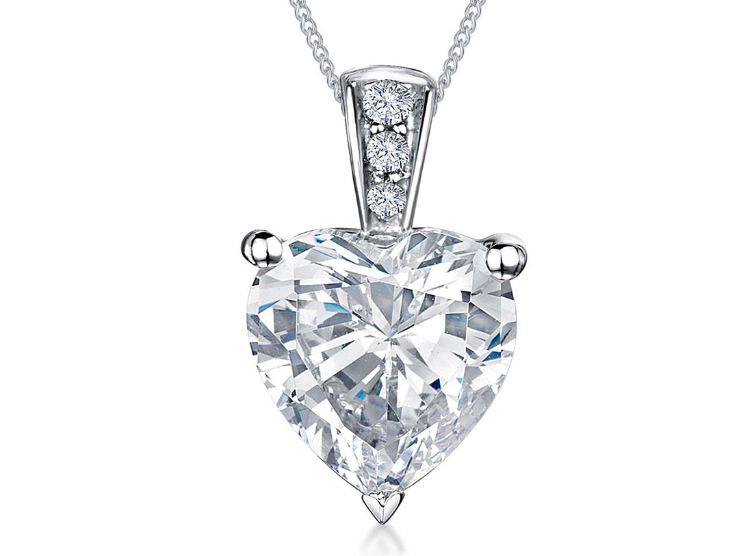Sterling Silver Cubic Zirconia Solitaire  Heart Pendant - JOOLS By Jenny Brown