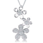 Load image into Gallery viewer, Sterling Silver Three Flower Drop  Cubic Zirconia Pendant - JOOLS By Jenny Brown

