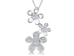 Load image into Gallery viewer, Sterling Silver Three Flower Drop  Cubic Zirconia Pendant - JOOLS By Jenny Brown
