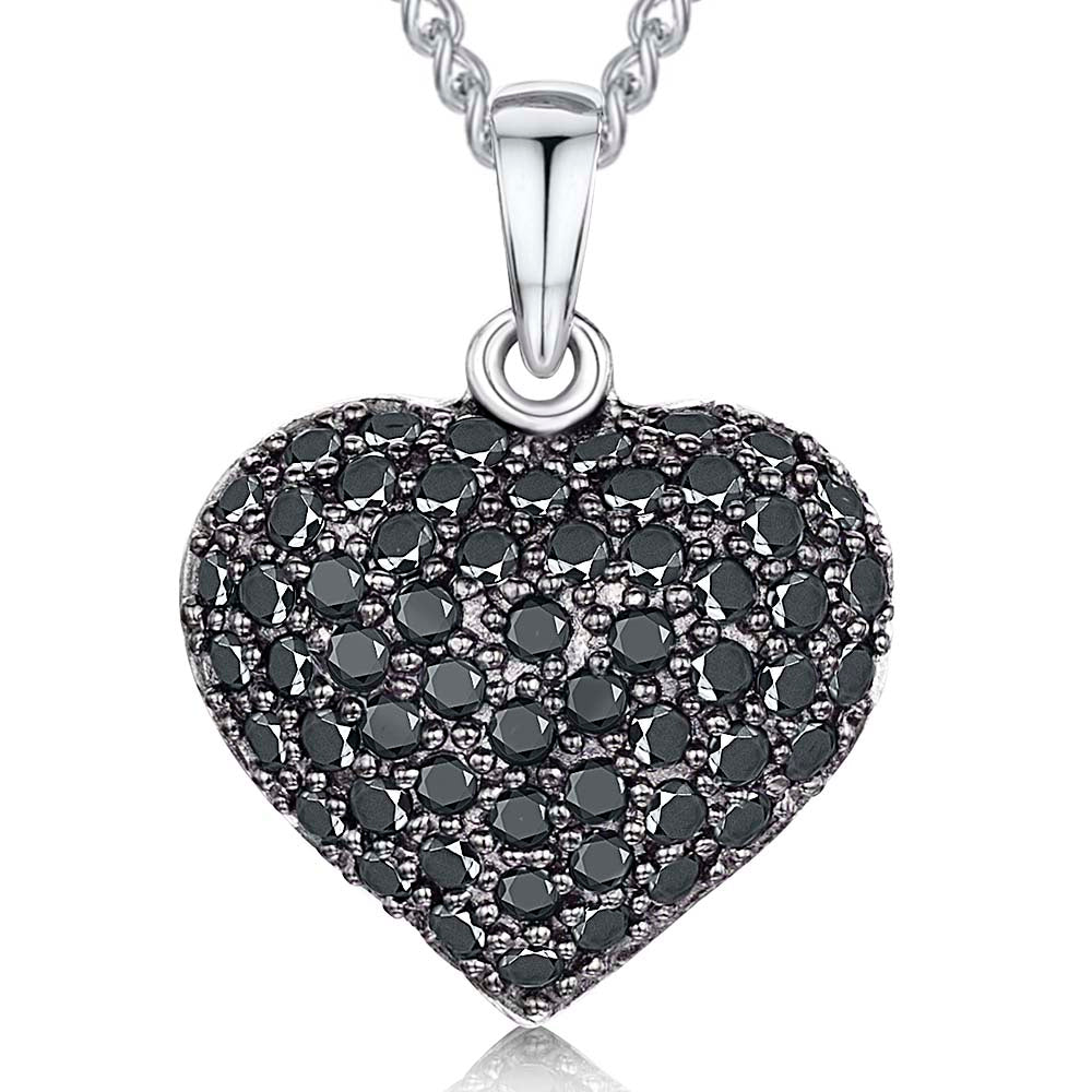 Sterling Silver Cubic Zirconia Pave Heart Pendant