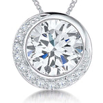 Load image into Gallery viewer, Sterling Silver  3/4 Pave Surround Rubover Pendant
