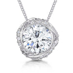 Load image into Gallery viewer, Sterling Silver Solitaire Pendant In A Pave Surround
