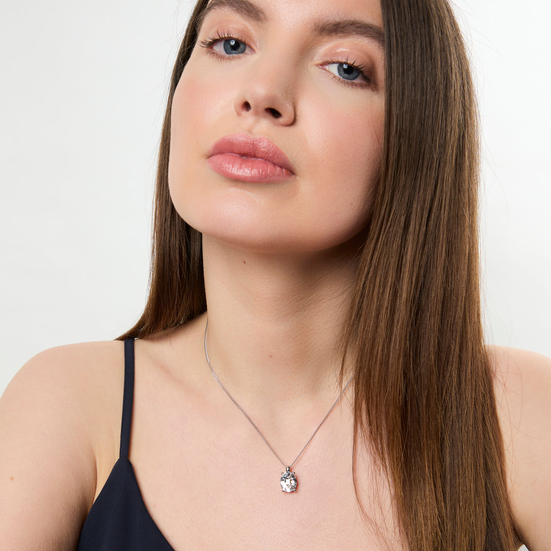 Sterling Silver Large Oval Cubic Zirconia  Pendant-JOOLS by Jenny Brown