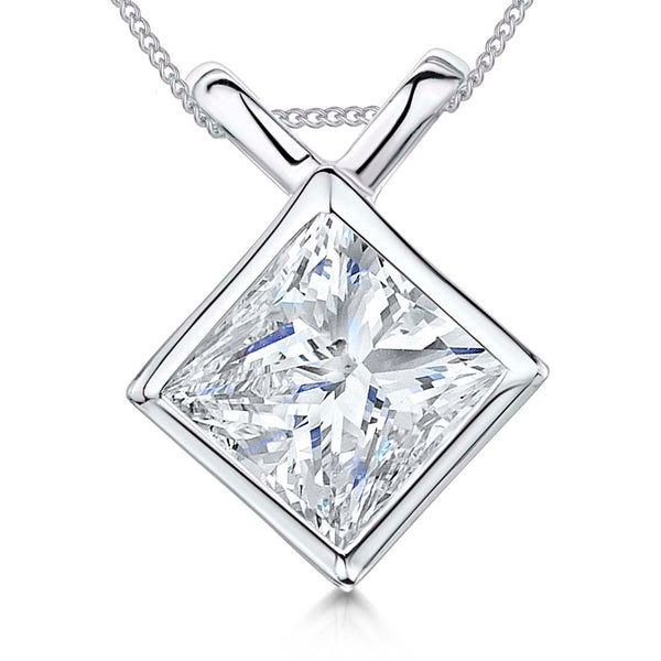 Sterling Silver Square Solitaire Bow Bale Pendant - JOOLS By Jenny Brown