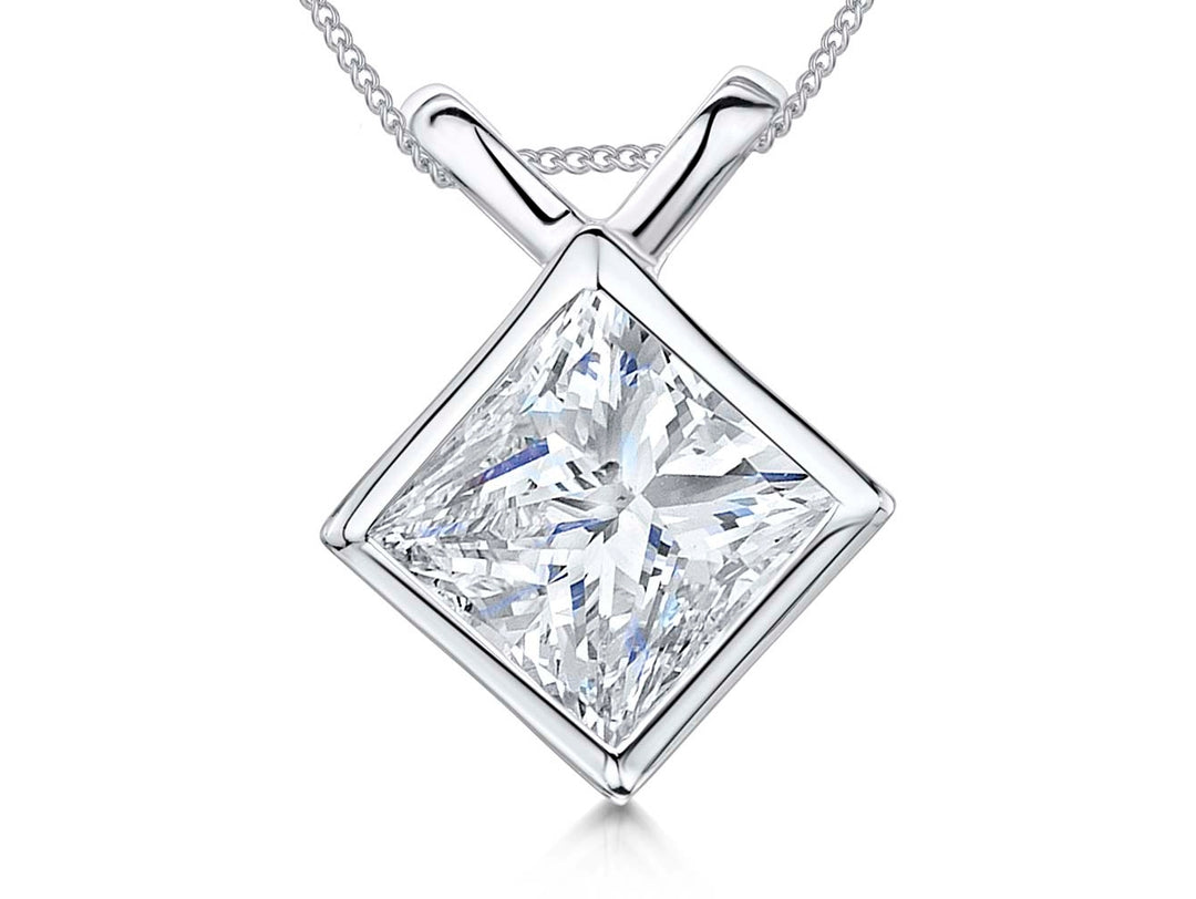 Sterling Silver Square Solitaire Bow Bale Pendant - JOOLS By Jenny Brown