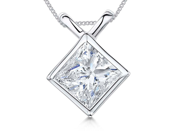 Sterling Silver Square Solitaire Bow Bale Pendant - JOOLS By Jenny Brown