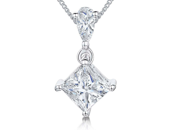 Sterling Silver Offset Square Cubic Zirconia Pendant - JOOLS By Jenny Brown