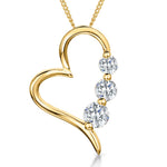 Load image into Gallery viewer, Yellow Gold Heart Three Stones Pendant
