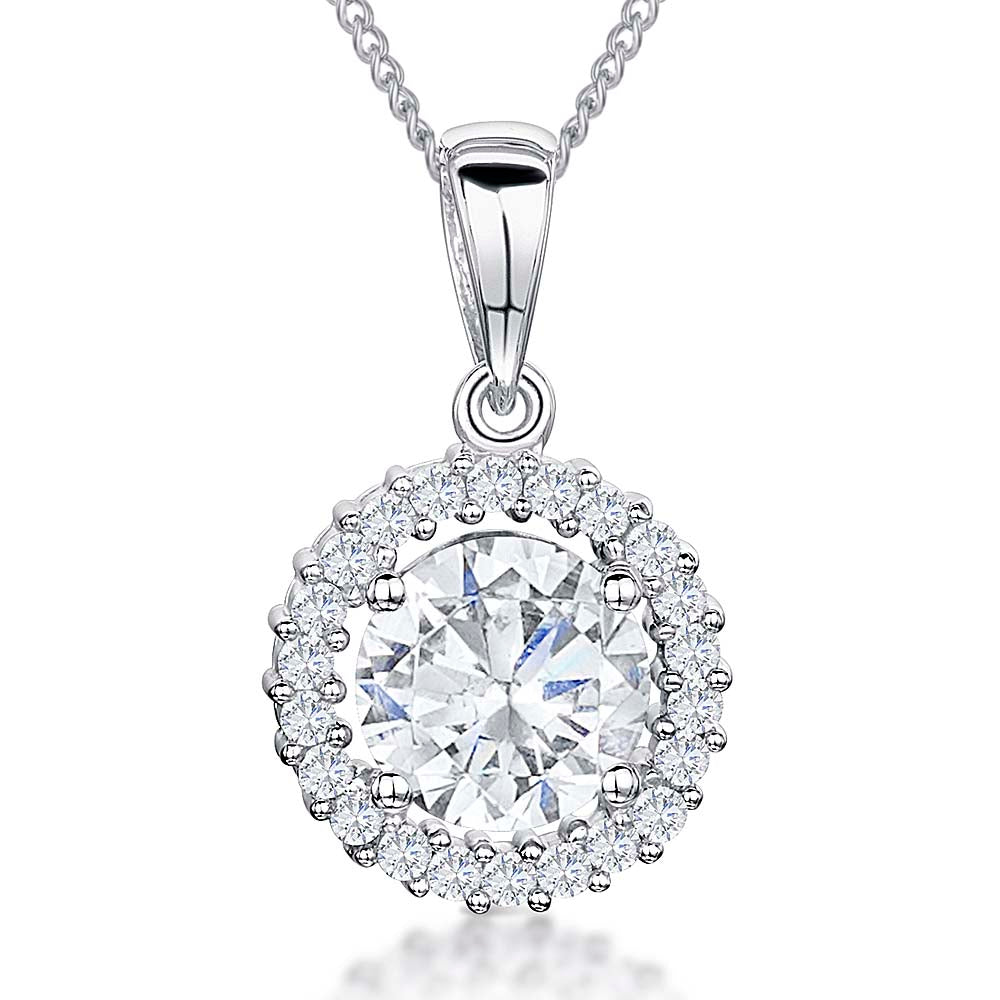 Sterling Silver Round Halo Pendant - JOOLS By Jenny Brown