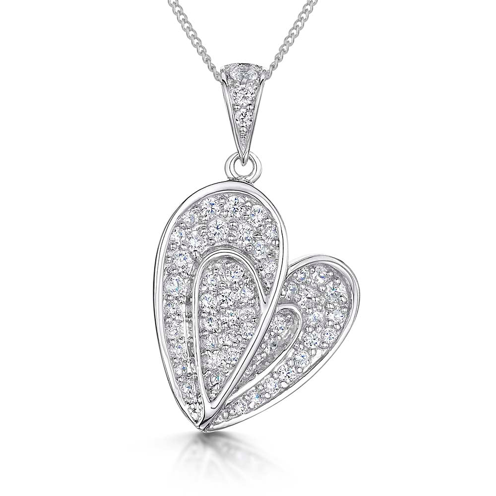 Sterling Silver Double  Heart Pendant - JOOLS By Jenny Brown