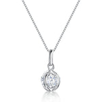 Load image into Gallery viewer, Sterling Silver Ball &#39;Cage&#39; Pendant Set With 7mm Cubic Zirconias
