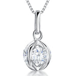 Load image into Gallery viewer, Sterling Silver Ball &#39;Cage&#39; Pendant Set With 7mm Cubic Zirconias
