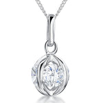 Load image into Gallery viewer, Sterling Silver Ball Pendant Open Set With Four Cubic Zirconia Round Stones
