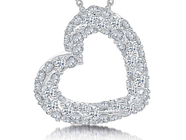 Sterling Silver Encrusted Open Heart Pendant - JOOLS By Jenny Brown