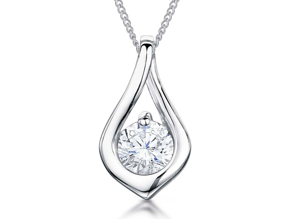 Sterling Silver Cubic Zirconia  Teardrop Pendant-JOOLS by Jenny Brown