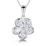 Load image into Gallery viewer, A sterling silver flower pendant with five cubic zirconia petals-JOOLS by Jenny Brown
