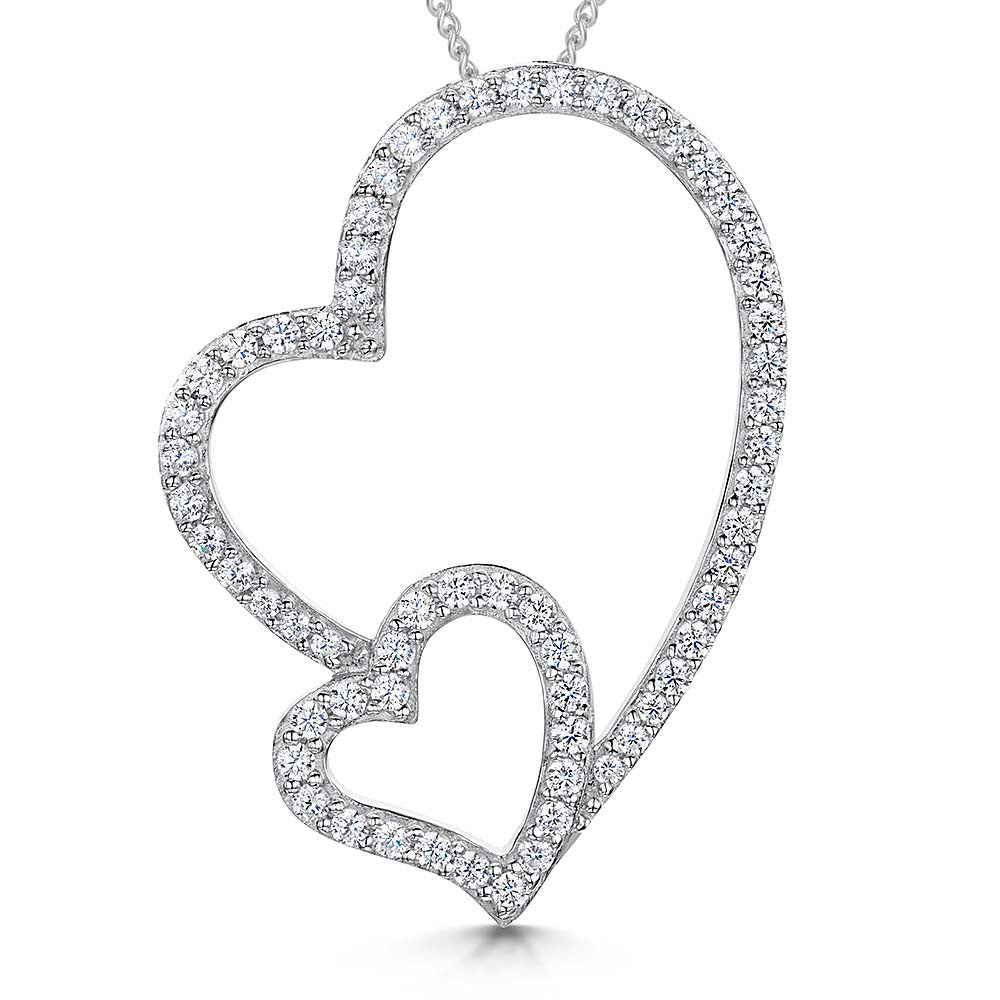 Sterling Silver Double Heart Pendant - JOOLS By Jenny Brown