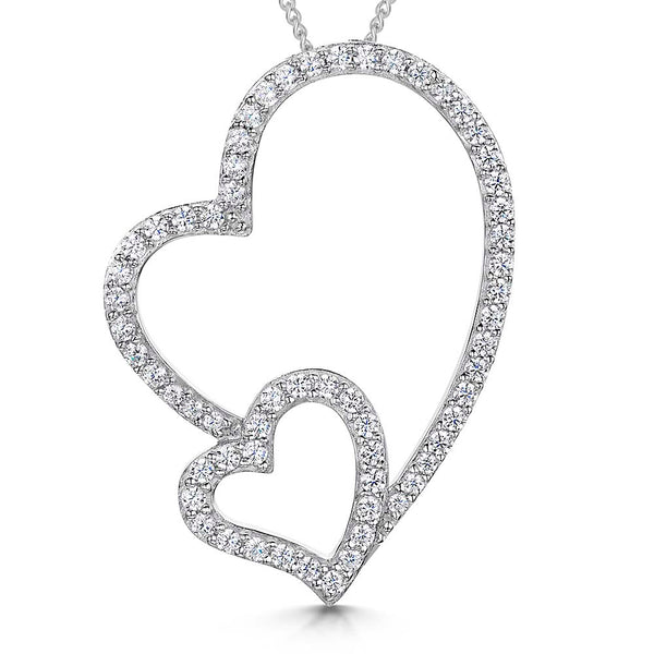 Sterling Silver Double Heart Pendant - JOOLS By Jenny Brown