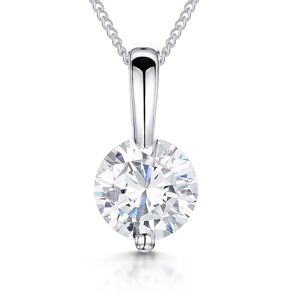 Sterling Silver 2 Carat Solitaire Pendant Set with 2 Claws-JOOLS by Jenny Brown