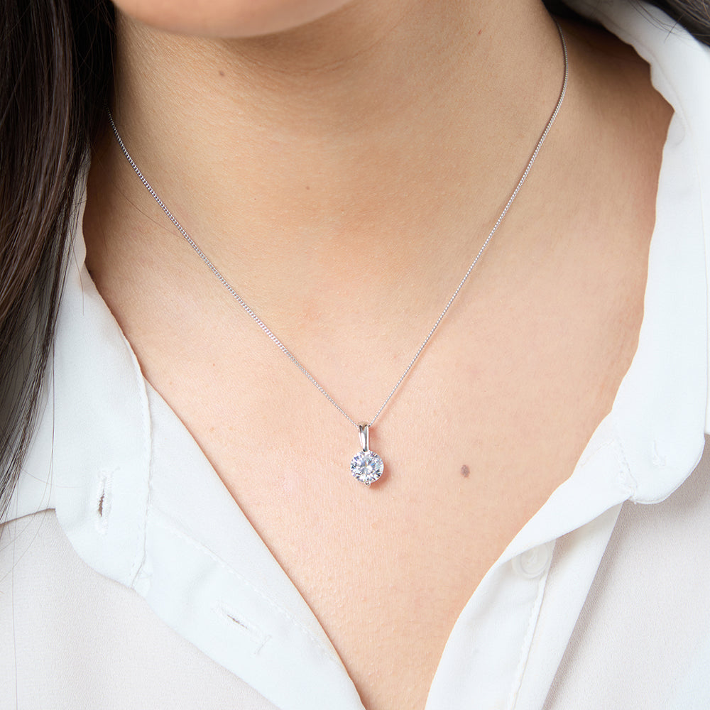 Sterling Silver 2 Carat Solitaire Pendant Set with 2 Claws-JOOLS by Jenny Brown