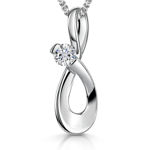 Sterling Silver Bow  Pendant With Cubic Zirconia-JOOLS by Jenny Brown