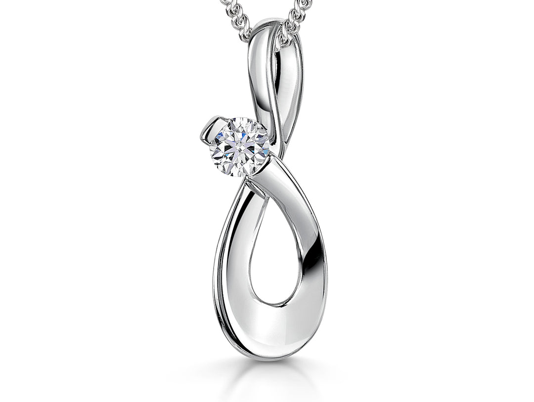Sterling Silver Bow  Pendant With Cubic Zirconia-JOOLS by Jenny Brown