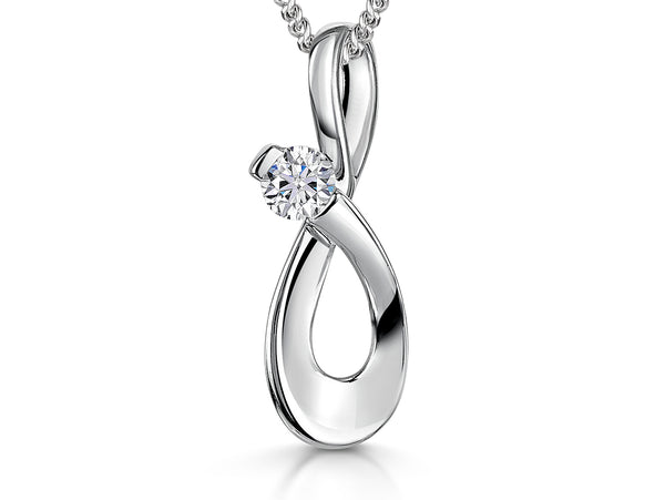 Sterling Silver Bow  Pendant With Cubic Zirconia-JOOLS by Jenny Brown