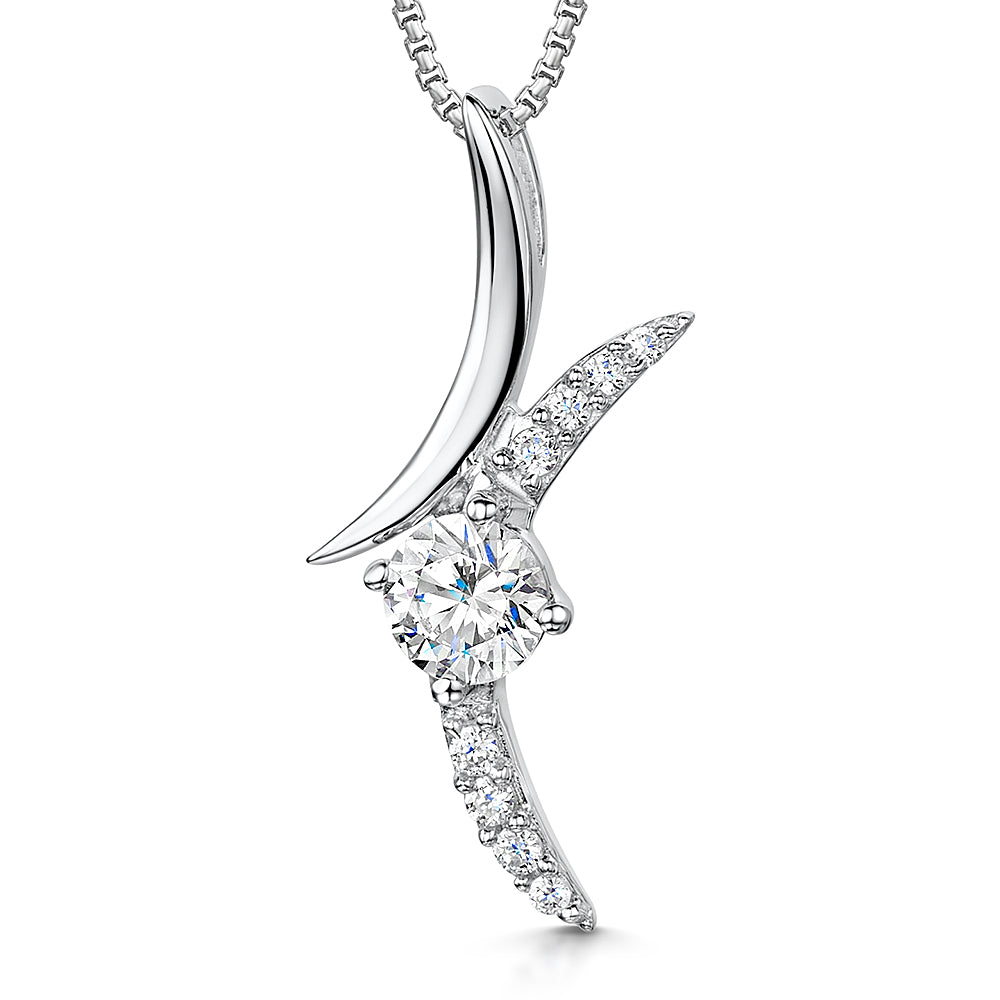 Sterling Silver & Cubic Zirconia 'Brackets' Pendant