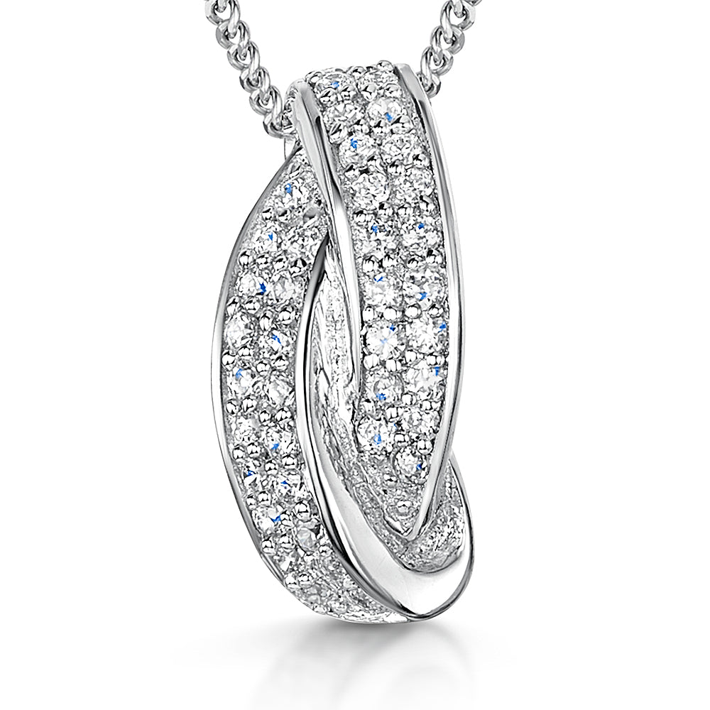 Sterling Silver Linked Element Pendant With Pave Cubic Zirconias