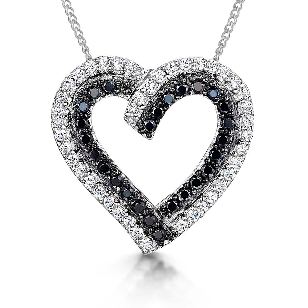 Sterling Silver Black And White  Cubic Zirconia Pendant