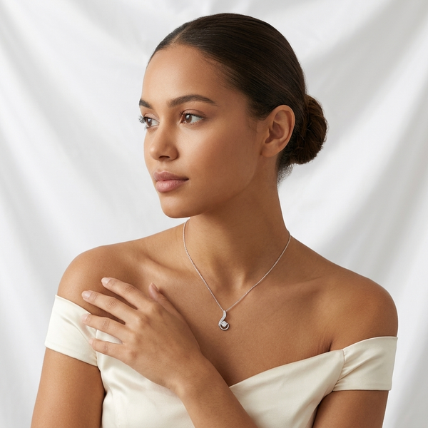 Sterling Silver Curl With Central Cubic Zirconia