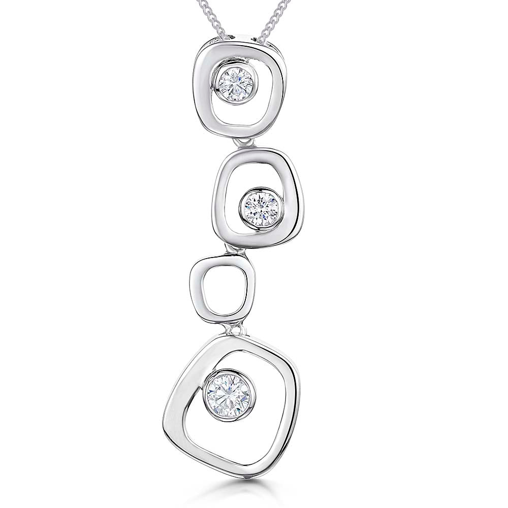 Sterling Silver Offset Square Drop Pendant