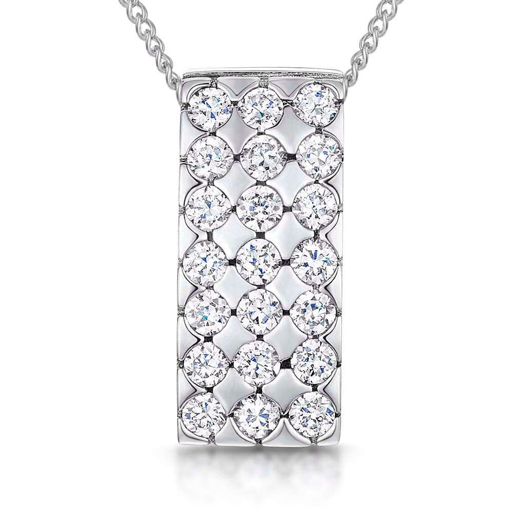 Sterling Silver Multi Stone Rectangular  Pendant