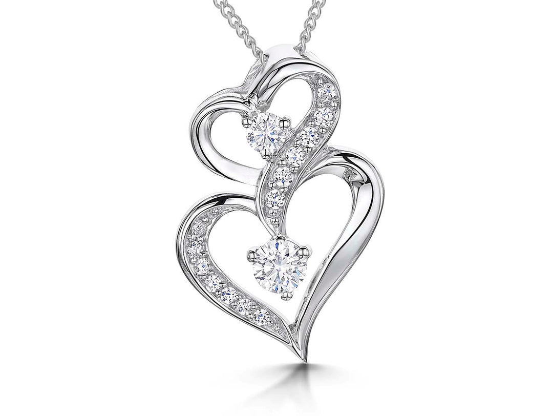 Sterling Silver Double Hearts Pendant - JOOLS By Jenny Brown