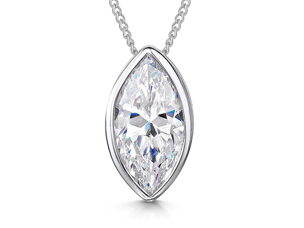 Sterling Silver Marquise Cubic Zirconia Pendant-JOOLS by Jenny Brown