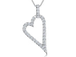 Load image into Gallery viewer, Sterling Silver Offset Heart Pendant  Pave Set - JOOLS By Jenny Brown
