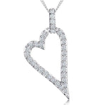 Load image into Gallery viewer, Sterling Silver Offset Heart Pendant  Pave Set - JOOLS By Jenny Brown
