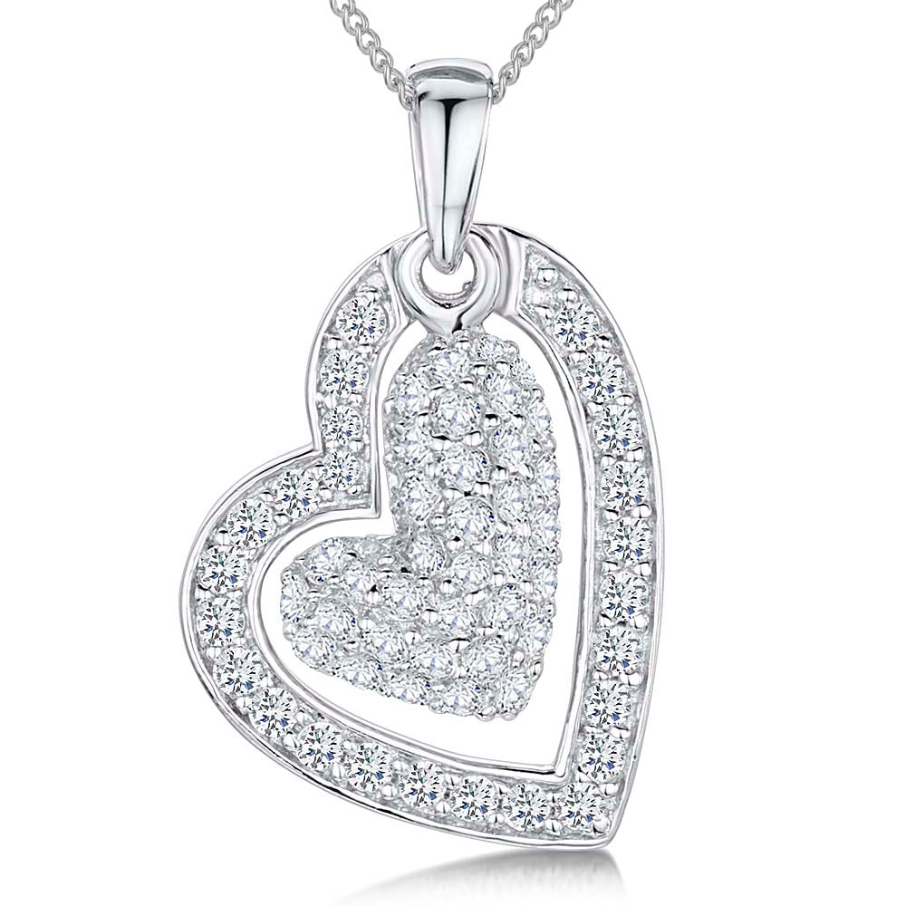 Sterling Silver Black White Open Heart Pendant - JOOLS By Jenny Brown