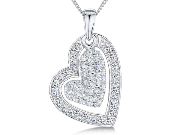 Sterling Silver Black White Open Heart Pendant - JOOLS By Jenny Brown