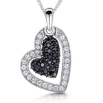 Load image into Gallery viewer, Sterling Silver Black White Open Heart Pendant - JOOLS By Jenny Brown
