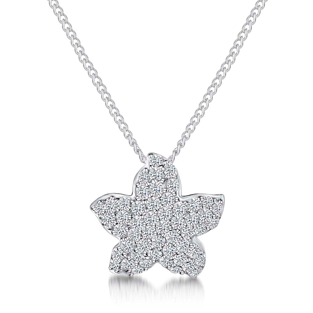 Sterling Silver Pave Set Starfish Pendant - JOOLS By Jenny Brown