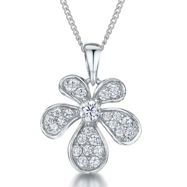 Sterling Silver 5 Petal Elongated Flower Pendant