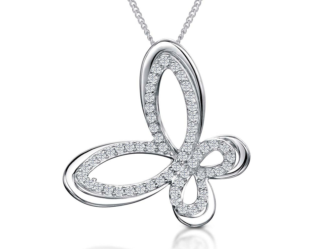 Sterling Silver Outline Butterfly Necklace