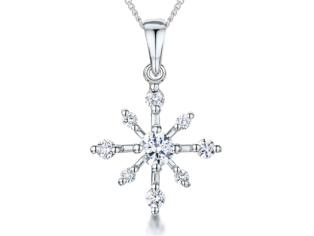 Sterling Silver Spiky Cubic Zirconia Snowflake Pendant - JOOLS By Jenny Brown