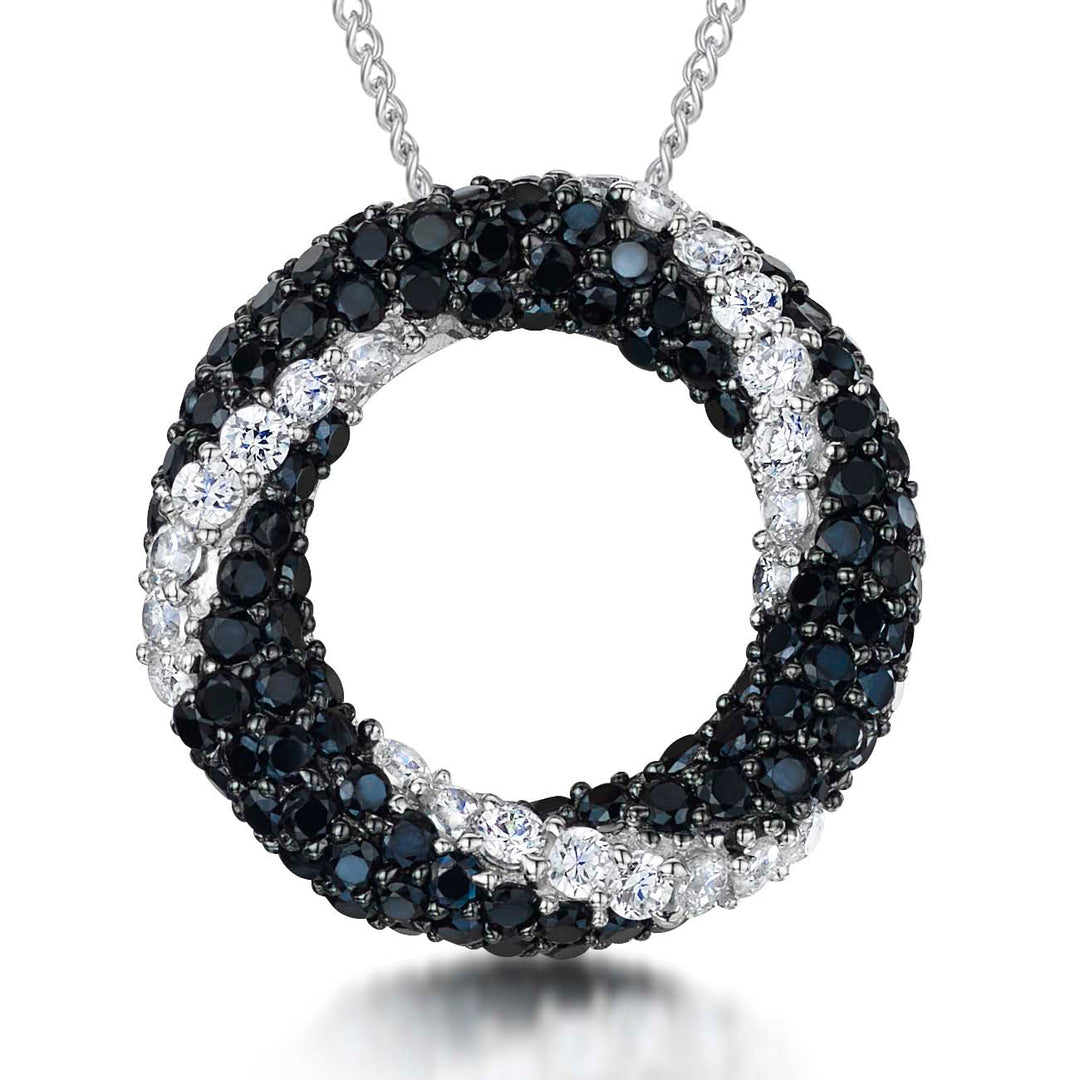 Sterling Silver Black And White  Garland Pendant