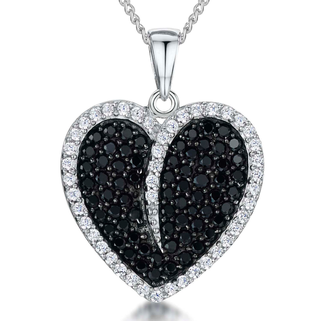 Sterling Silver Pave Set Cubic Zirconia Heart Pendant