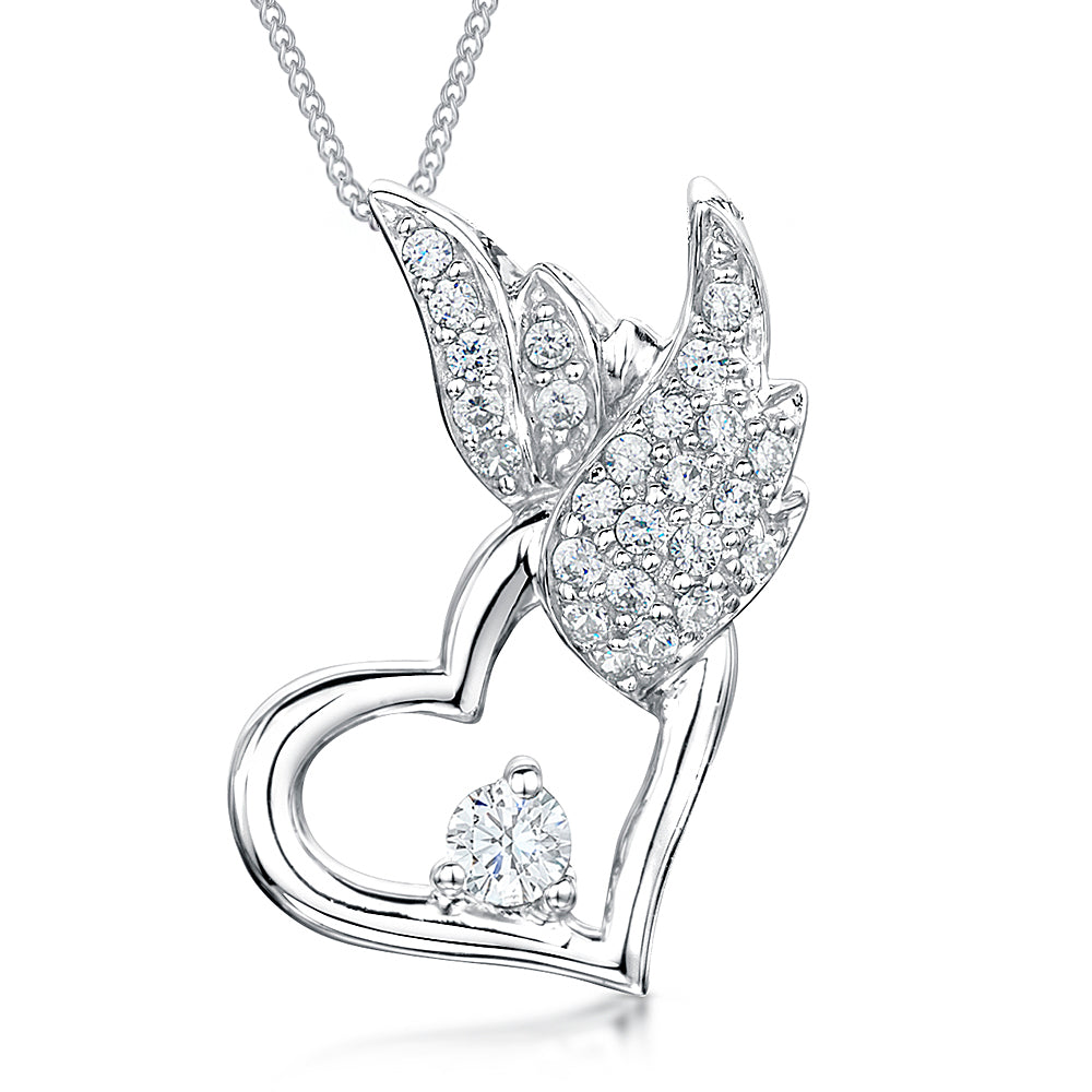 Sterling Silver Heart Wing Pendant - JOOLS By Jenny Brown